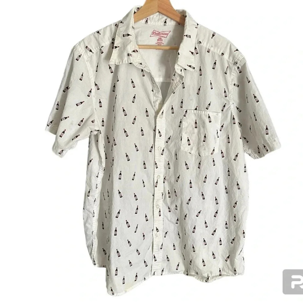 Budweiser Beer Bottle Button down Shirt XXL